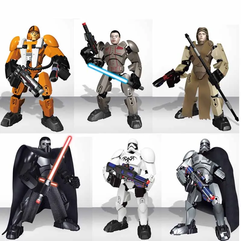 

28 Style Star War The Buildable Action Figure Darth Vade Rey Luke Skywalker Building Block Toy