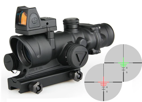 airsoft tactical optical sight acog 4x32 led scope with mini red dot