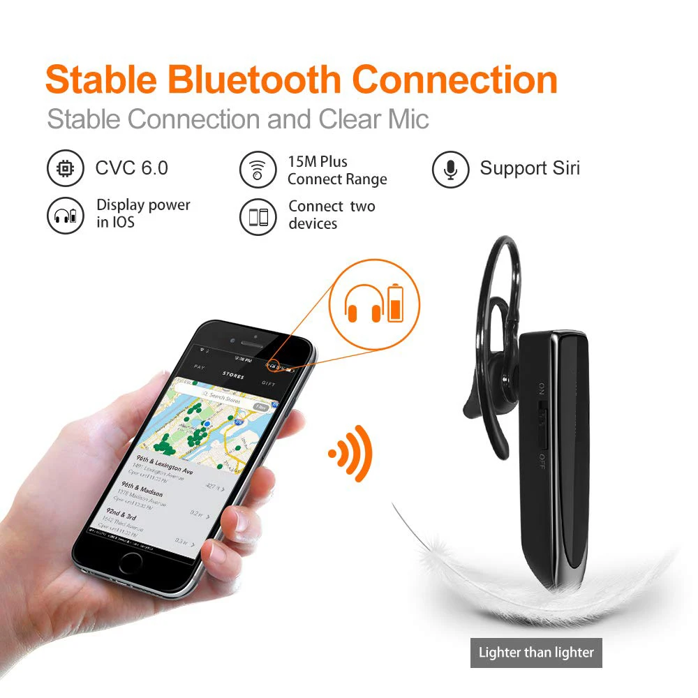 Мини Бизнес Bluetooth наушники с Ушные крючки Беспроводной гарнитура микрофоном