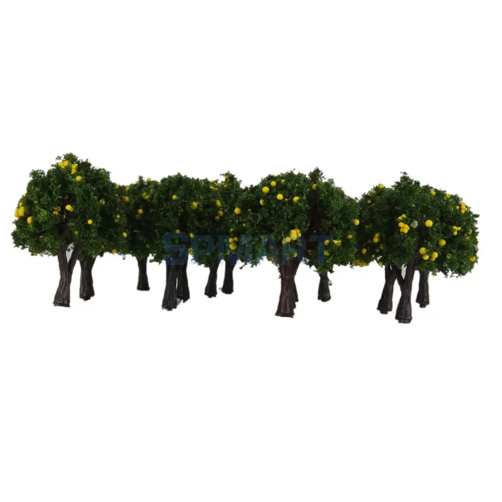 

20pcs Model Train Green /Orange /Yellow Fruit Trees Garden Street Layout Scale 1/300 4CM