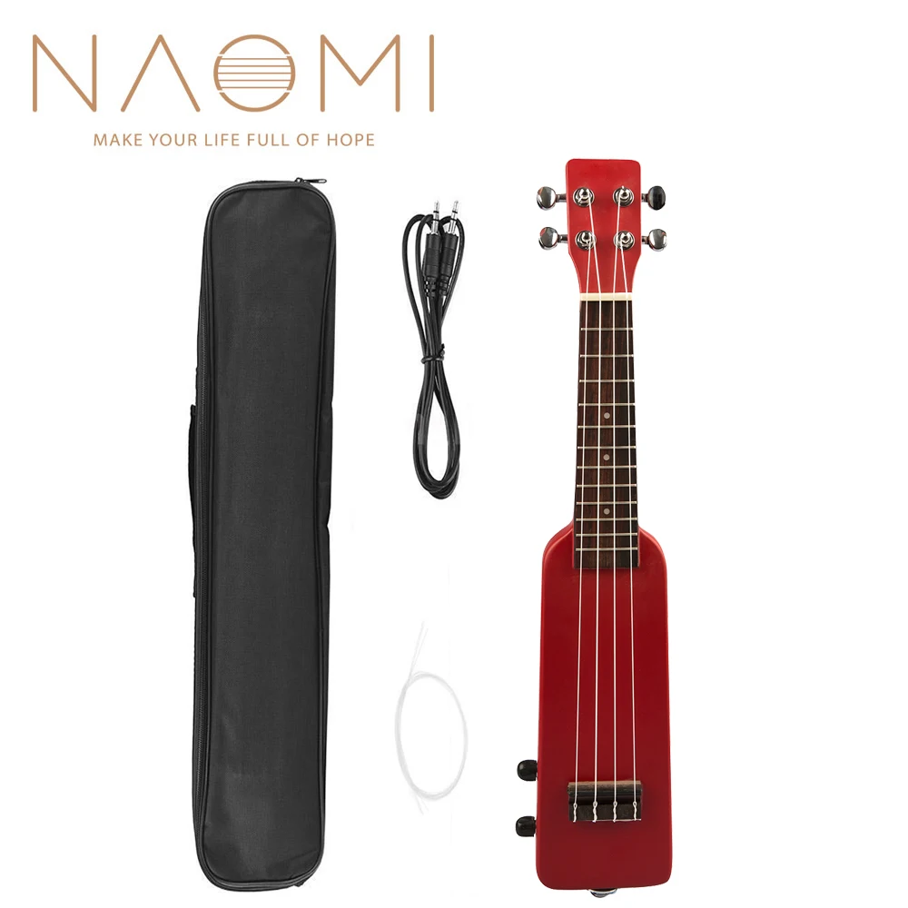 

NAOMI 21" Okoume Electric Ukulele Ukelele Uke Kit W/Gig Bag 3.5mm Audio Cable Silent Electric Ukulele Soprano Uke-Red