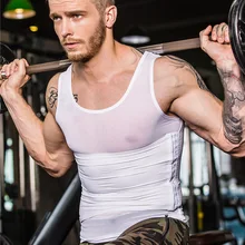 Брендовая мужская фитнес тонкая рубашка боди живот для похудения Корректирующее белье для живота Корректирующее белье жилет пояс футболки для занятий спортом