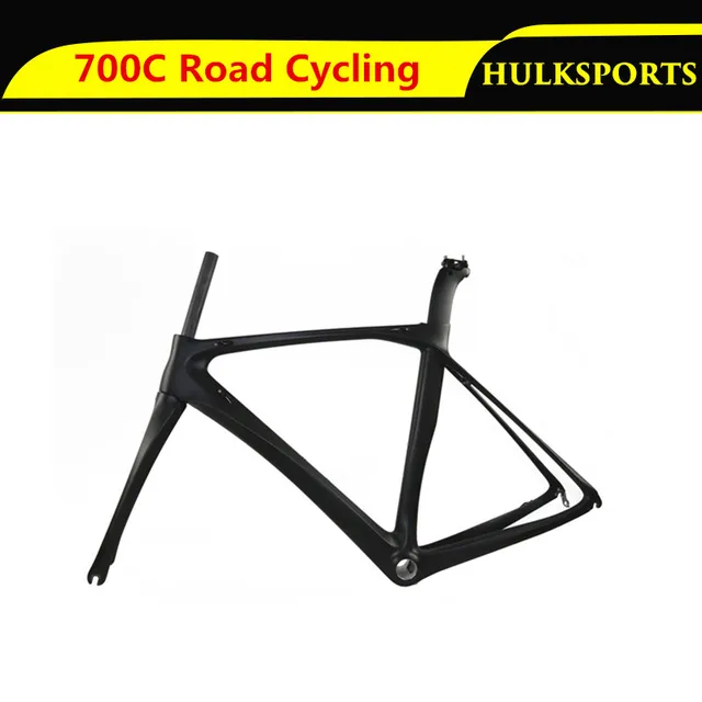Cheap Carbon Fiber 700C Road Bike Bicycle Parts Fork Frame Seatpost Set Size 500mm Black for Road Cycling