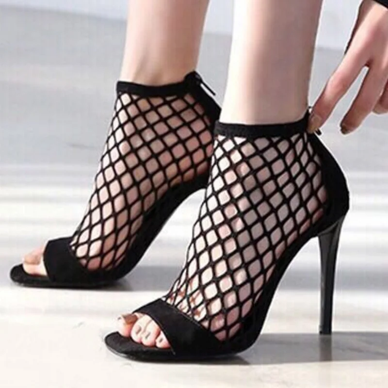 fishnet heels