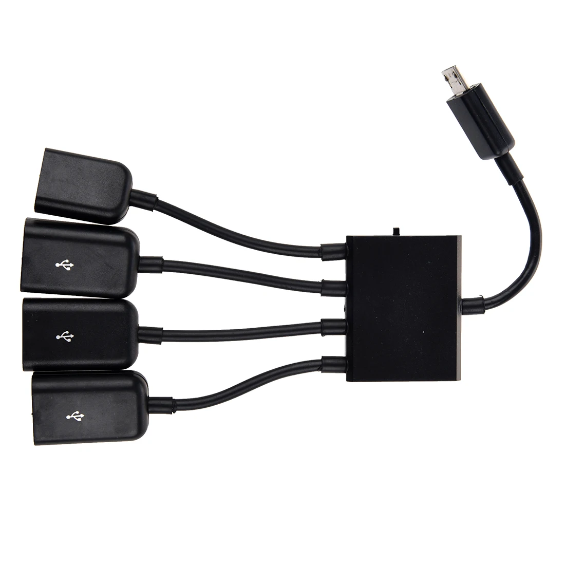 

hot- Black USB 4-port Micro Power Cargo OTG Hub Cable adapter