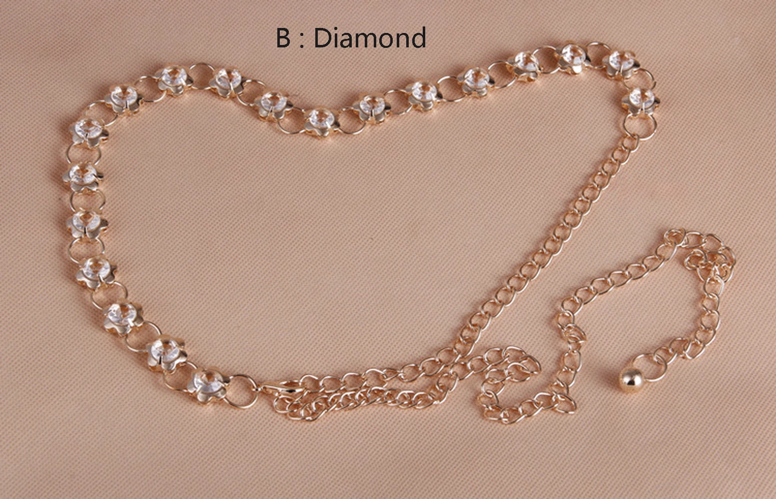 

Wild Openwork Thin Waist Chain Female Models Thin Waistband Diamond Flower Decorative Skirt Belt Waist Skirt Chain Accessories
