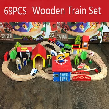 

2019 Top Fashion Rushed Wood Magical Tracks Maisto 69pcs Multi-scene Wooden Tracks Set Railway Tomomtoy For Children Friends