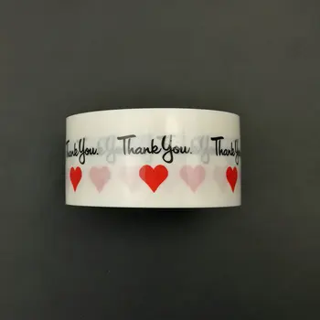 

1.18" Round Thank You Transparent Stickers with Red Heart Labels 1,000 Per Roll