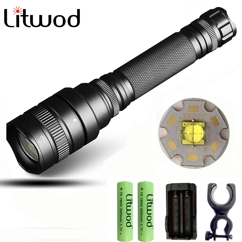 Litwod Z20 CREE XHP70 и XHP50 3200lm мощный светодиодный фонарик, фонарь, мощный зум, тактический фонарь, аккумулятор 18650 для кемпинга