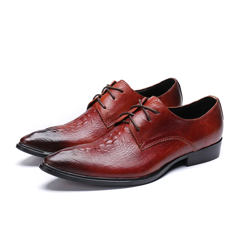 

Men's Dress Leather Shoes Lace-up Business Casual Leather Shoes Men Formal Wedding Flat Shoes