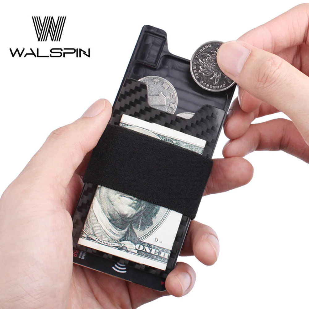 Минималистичный тонкий кошелек из углеродного волокна для мужчин и женщин, алюминиевый передний карман для ключей, чехол для монет и кредитный держатель для карт, блокировка RFID