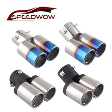 SPEEDWOW Auto Exhaust Tip Pipe TiP 1 to 2 Dual Pipe Chrome Trim Blue Burnt Tip Throat Liner Silencer Muffler Resonator Round Tip SPEEDWOW Auto Exhaust Tip Pipe TiP 1 to 2 Dual Pipe Chrome Trim Blue Burnt Tip Throat Liner Silencer Muffler Resonator Round Tip