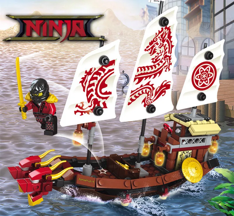 Baratos 207 Uds 2in1 Ninja destino premios dragón Ninja barco DIY bloques de construcción juguetes educativos para niños Compatible legotely Ninjago