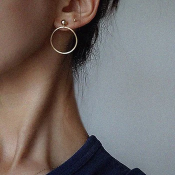 

2019 New Fashion Jewelry Punk Style Gold & Sliver Colors Geometric Round Circle Stud Earrings Best Gift for Women Girl Wholesale