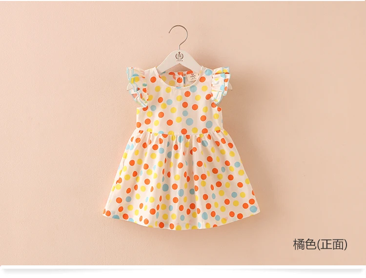 2018 Summer 2-10 Years Beautiful Pretty Sweet Children Baby Kids Pleat Short Fly Sleeve Party Prom Polka Dot Dresses For Girls (2)