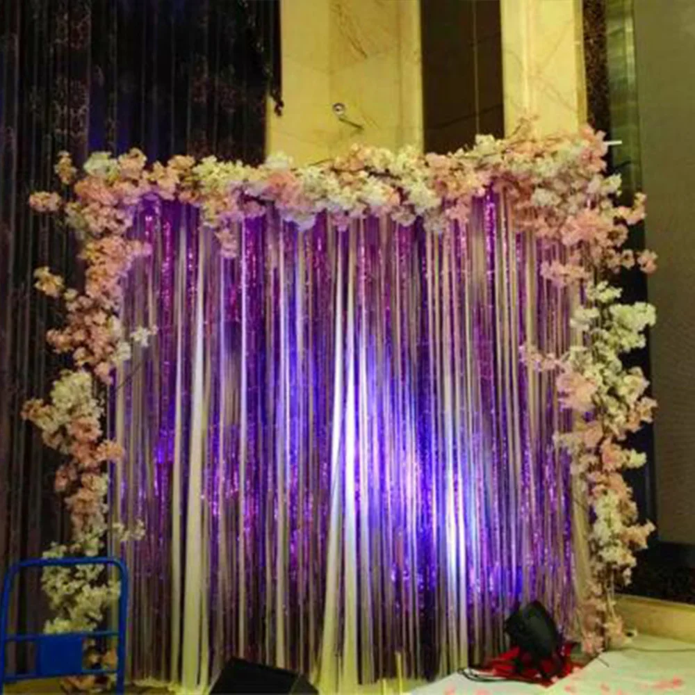 

1*2m Colorful Pull Flower Wedding Backdrop Party Curtain Photo Booth Backdrop Foil Curtain Door Rain Wedding Birthday Decoration