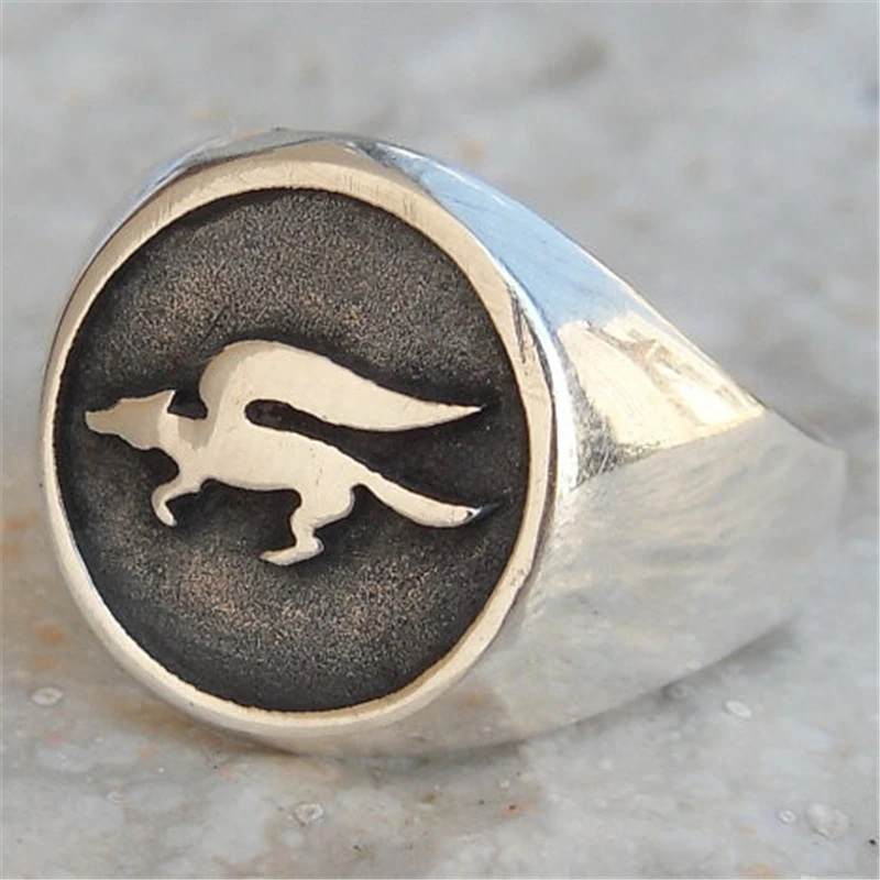1 шт. Star Fox логотип серебряное кольцо викингов для мужчин валкнут славянский кольцо «Лиса» Jewelry Винтаж