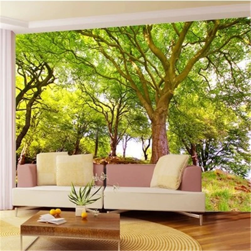 

beibehang Custom 3d mural wallpaper New scenic woods 3d stereoscopic background paved the living room sofa 3d photo wallpaper