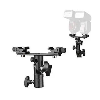 

Yiwa Dual Head Hot Shoe Swivel Lamp Bulb Speedlight Flash Stand Mount Bracket Holder Camera Accessories