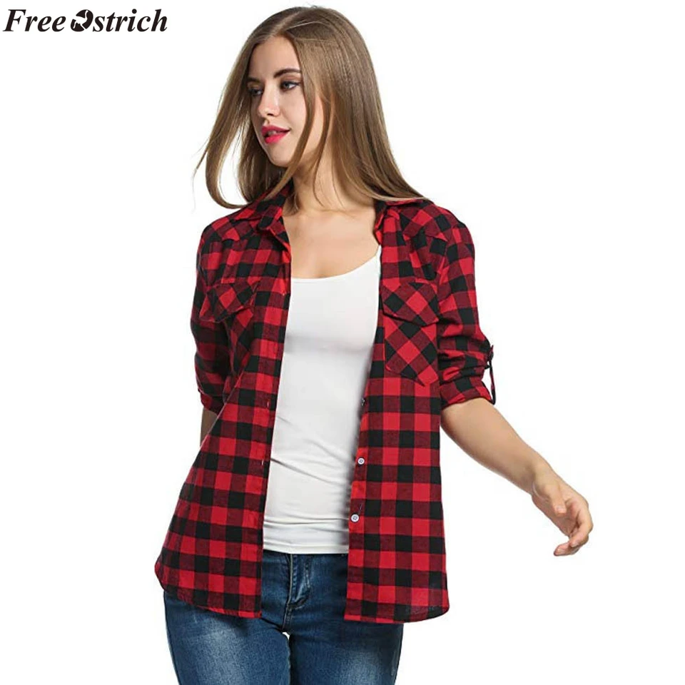 red and black flannel jacket women's