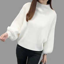 2020 New Winter Women Sweaters Fashion Turtleneck Batwing Sleeve Pullovers Loose Knitted Sweaters Female Jumper Tops