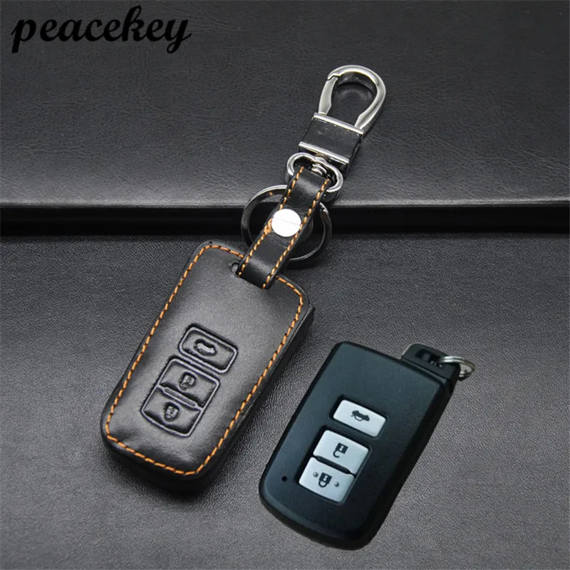 Peacekey Genuine Leather Remote Control Car Keychain Key Cover Case For
