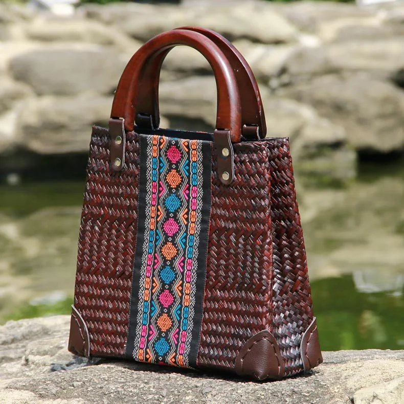 Тайская соломенная сумка, женская сумка, Ретро стиль, ротанг, хлеб, посылка, дорожная пляжная сумка, Европейский и американский стиль, соломенная сумка - Цвет: AM07kafei