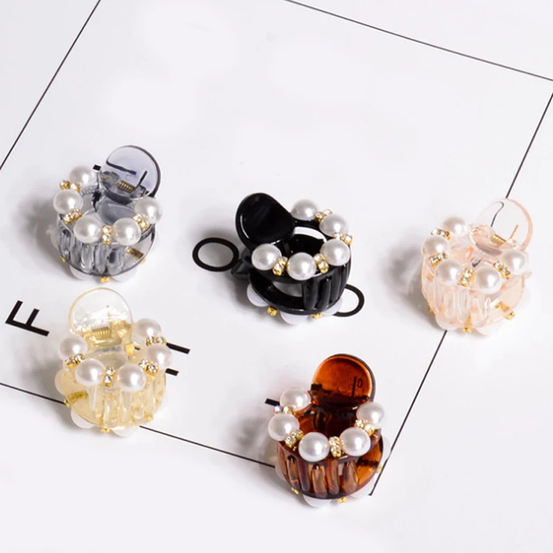 

Girls Crystal Women Solid Color Hair Clips For Women Hairdressing Pearl Mini Barrettes Hair Claw Hair Accessories Headwear