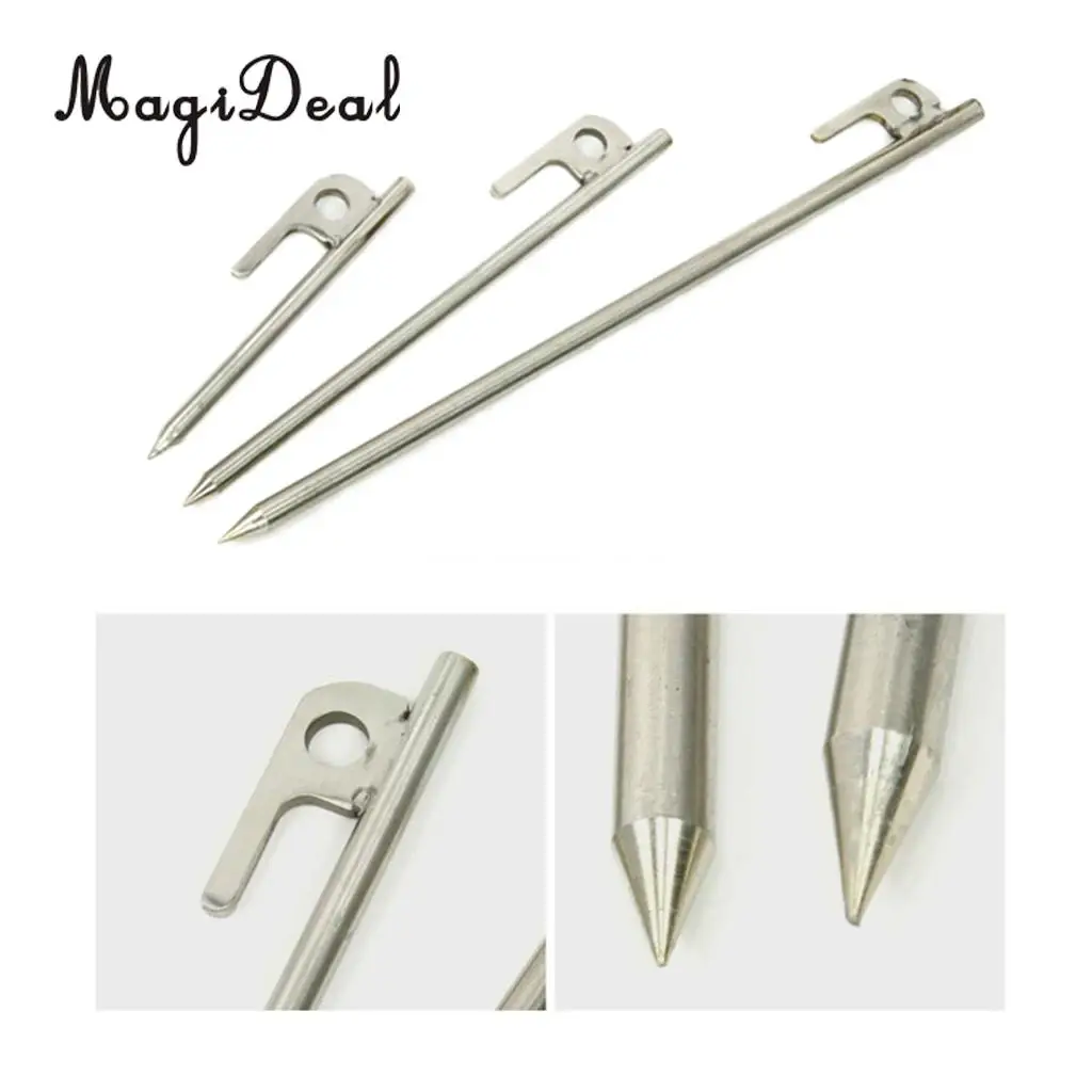 MagiDeal 5Pcs Heavy Duty 304 Stainless Steel Camping Awning Tent Stake Peg for Anchoring Tent Tarps Landscaping Garden Plants