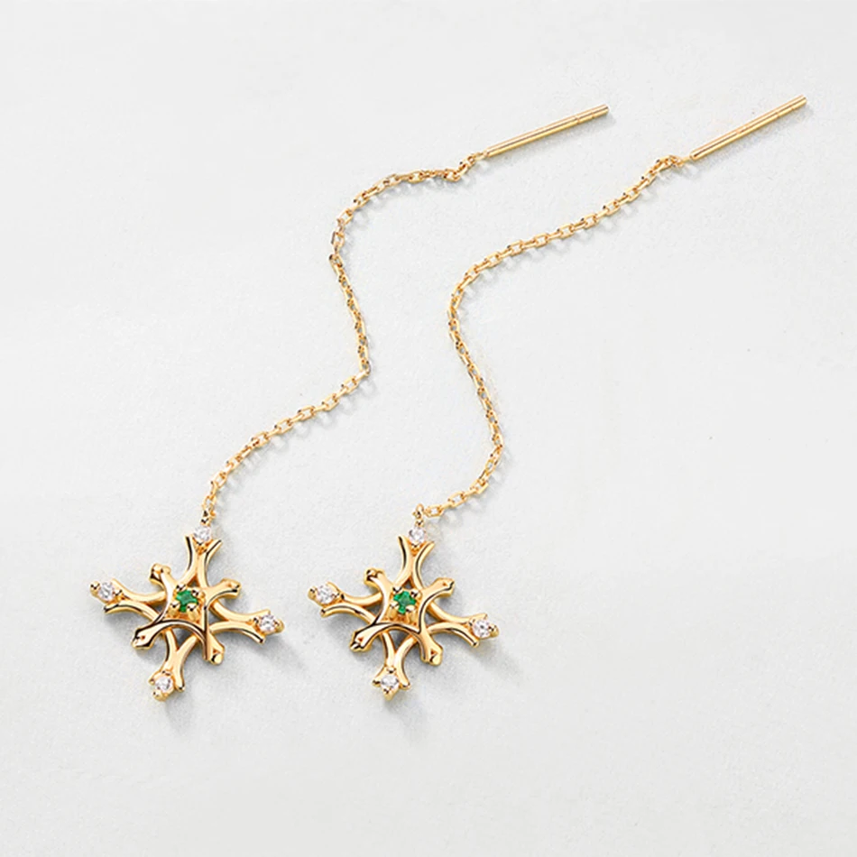 ALLNOEL Women's Earrings 925 Sterling Silver Fine Jewelry Long Chain Dangle Gold Drop Earrings With Stones Emerald Earring Girl  (6)