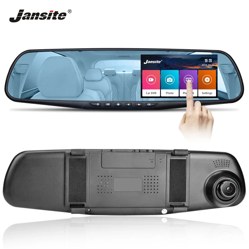 

Jansite 4.3-inch Car DVR Dash cam Dual Lens Touch Screen car Camera Video Recorder Mirror With Rear view camera Auto Registrator