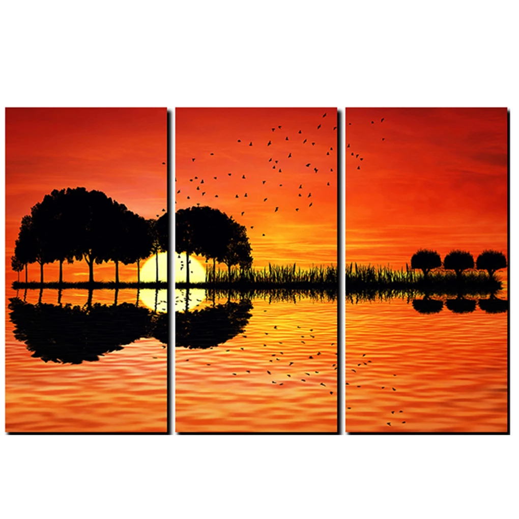 Brand new 3 PCS 40 x 60cm Canvas Wall Art HD Printed Guitar Tree Lake