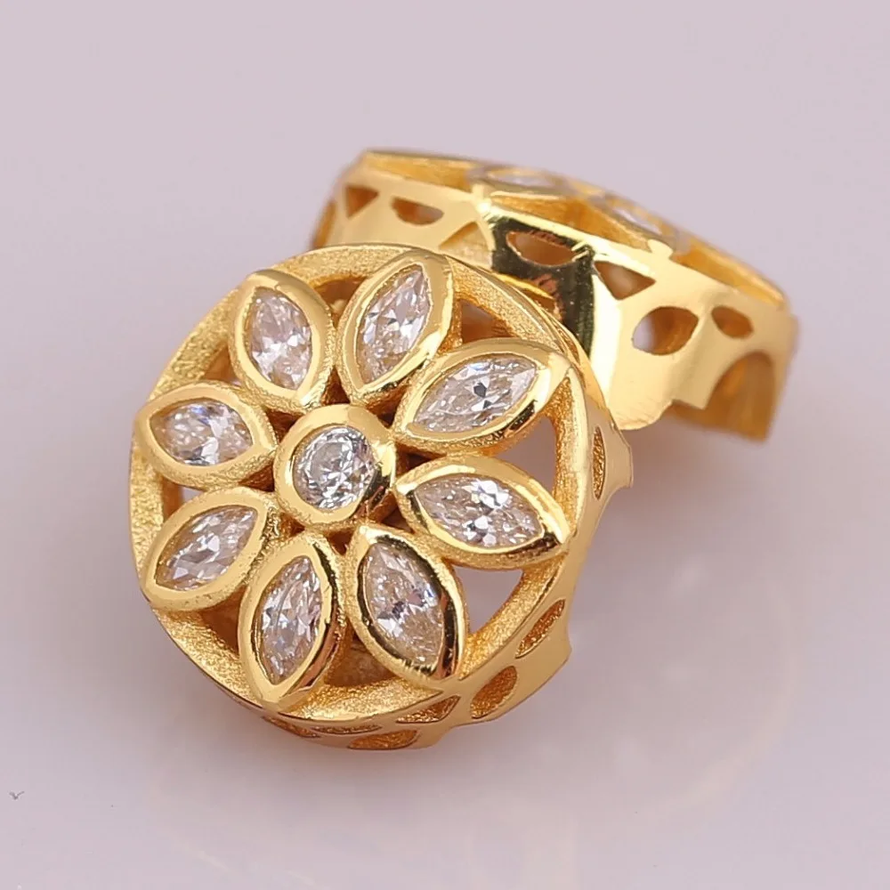 

Fits Pandora Bracelets Gold plating Yellow Sunflower Flower Clip 100% 925 Sterling Silver jewelry Sparkling Charms DIY