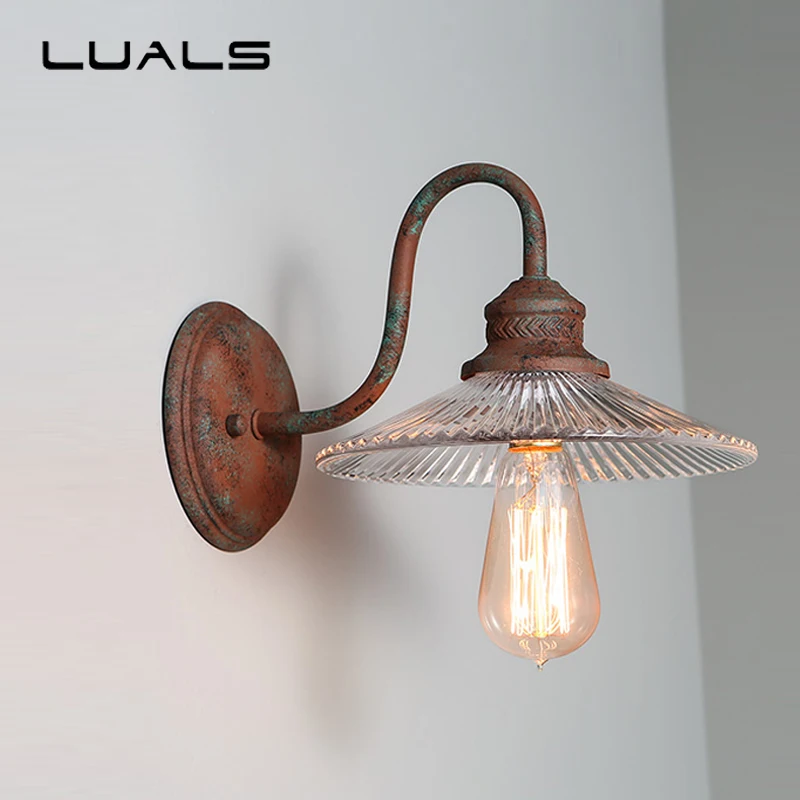 Luminária de parede industrial antiga, estilo americano, lâmpada de