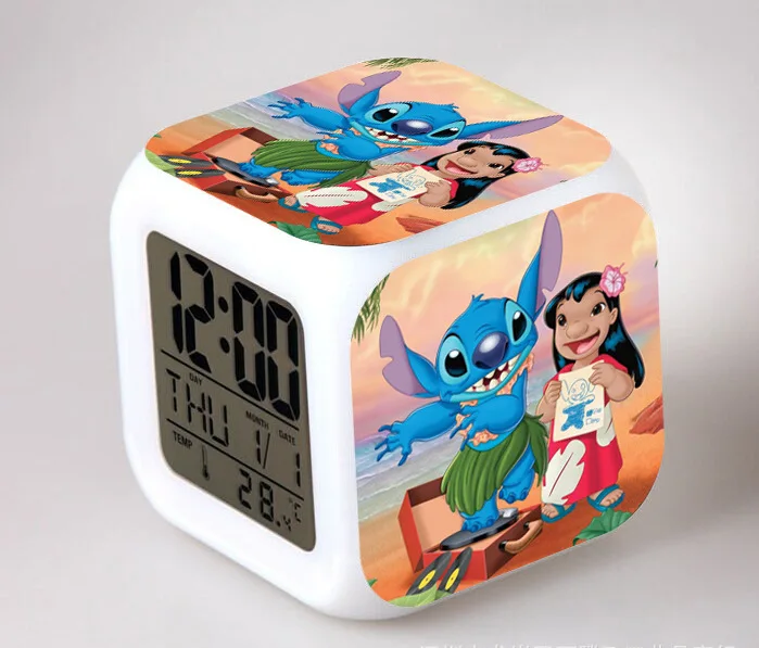 Lilo& Stitch мультфильм детский будильник wekker цифровой будильник игрушки led reloj despertador wake up light reveil настольные часы - Цвет: 13