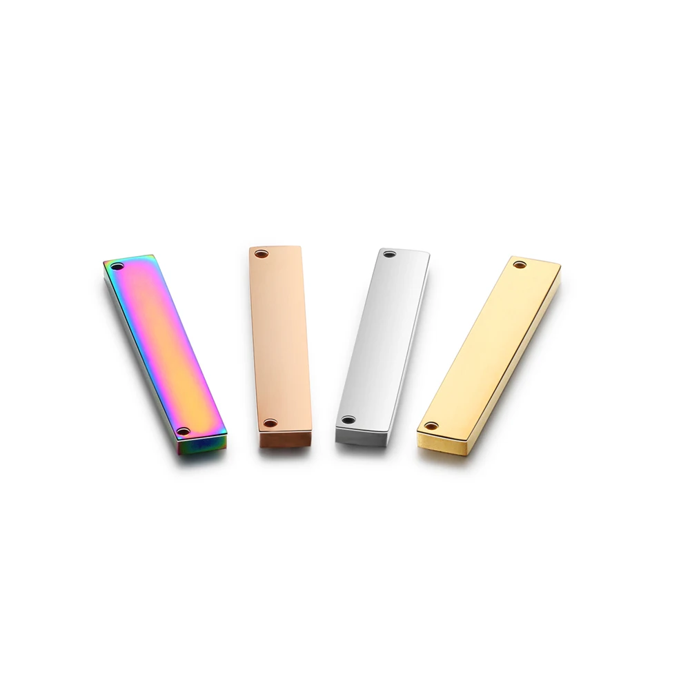 

HOT Mirror Polish Blank Bar Pendant Custom Personalize Necklace Pendant 316L Stainless Steel Heart Cut Out Bars 35*6*2mm 4Colors