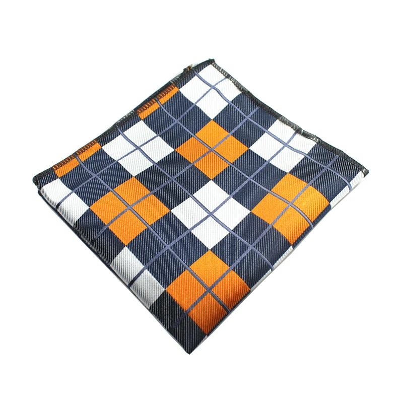 Men Silk Handkerchief Plaid Floral Pattern Pocket Handkerchief