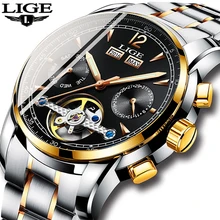LIGE Men Watches Top Brand Luxury Tourbillon Mechanical Sports Watch Mens Fashion Business Automatic Watch Man Relogio Masculino
