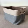 Cover-less Cotton Linen Storage Baskets Double-layer Storage Box Canvas Clothes Toy Car Storage Compartment Wine Red Large ► Photo 2/6