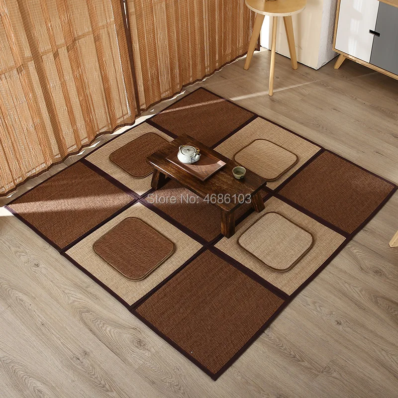 Японский стиль 90x150 см бамбуковая плетеная ковры коврик с мозаикой гостиная пол спальня мозаика бамбуковый коврик