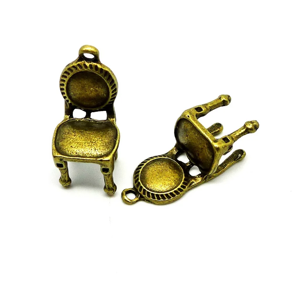 

RONGQING 25Pcs/lot Retro Bronze Chair Charms 11x31mm Cute Furniture Diy Supplies