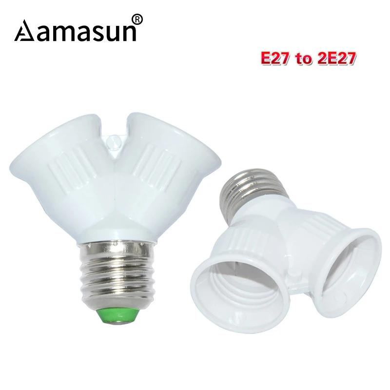 

E27 to 2E27 Lamp Base 1 to 2 Y Shape LED Halogen CFL Bulb Base Light Lamp Splitter Splitter Adapter Converter Socket Extender