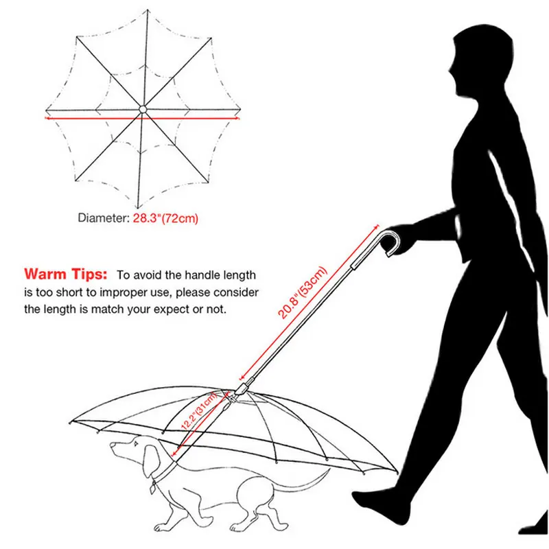 Прозрачный зонт для домашних животных с собакой ведет цепи PE Дождь прогулки буксировочный трос собаки ведут маленькая собака кошка сухой плащ поставки