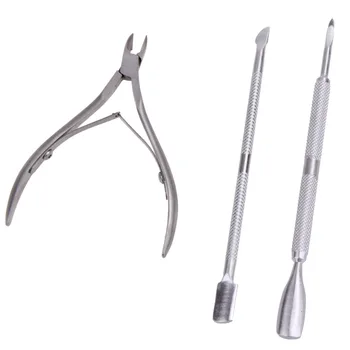 

Hot Sale 3pcs/set Nail Scissor Stainless Steel Nail Art Cuticle Pusher Nipper Remover Clipper Manicure Pedicure Tools Drop ship