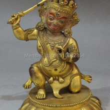 " Непал Тибет Фейн Бронзовый 24 К Золотой Манджушри Кван-инь Держите Меч Статуя Будды