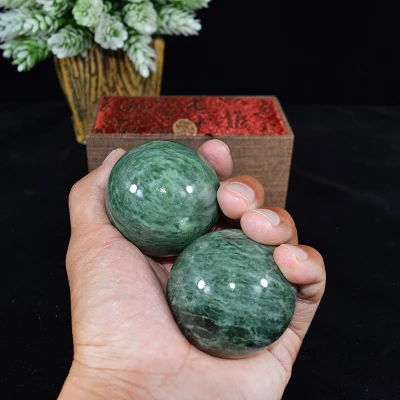 2 шт натуральный Нефритовый камень шарики для массажа рук здоровая физиотерапия персональный уход китайская медицина реабилитационная терапия гандбол - Цвет: 1 pair ball 1 box