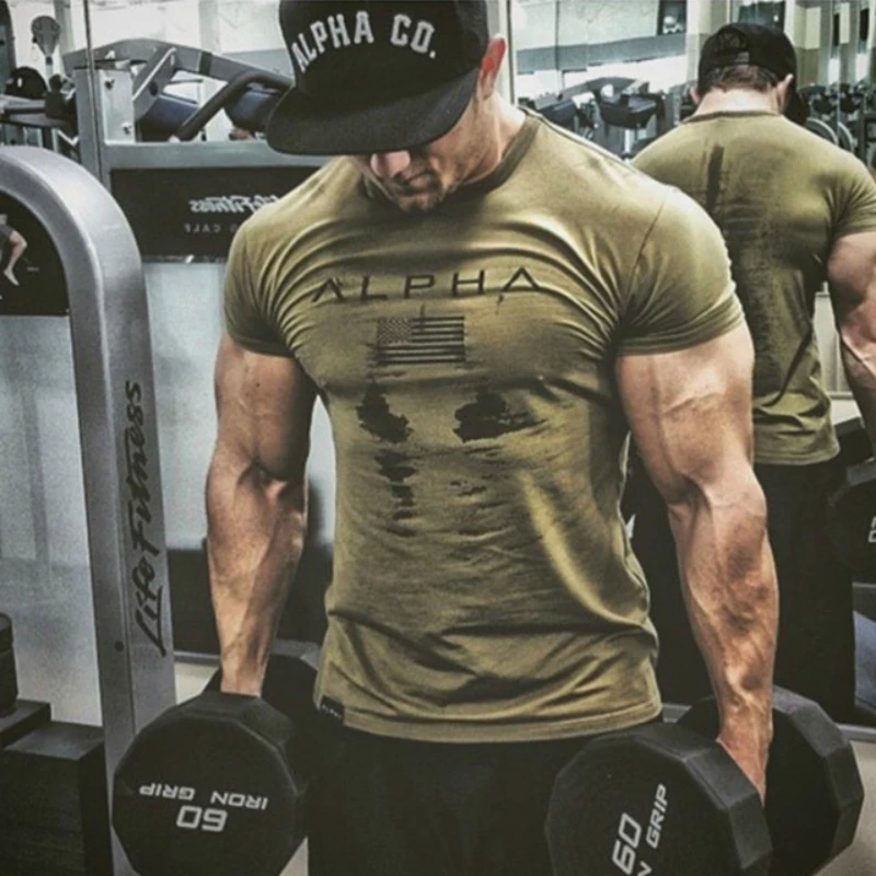 

2019 Rashgard Men Sport Shirt GYM T Shirt Men Dry Fit Running T Shirt Cotton Fitness Tshirt Solid Compression Top Sport Tshirt