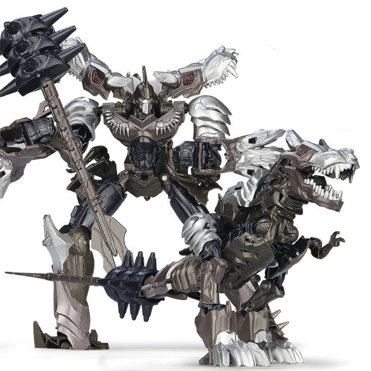 black and white robot dinosaur