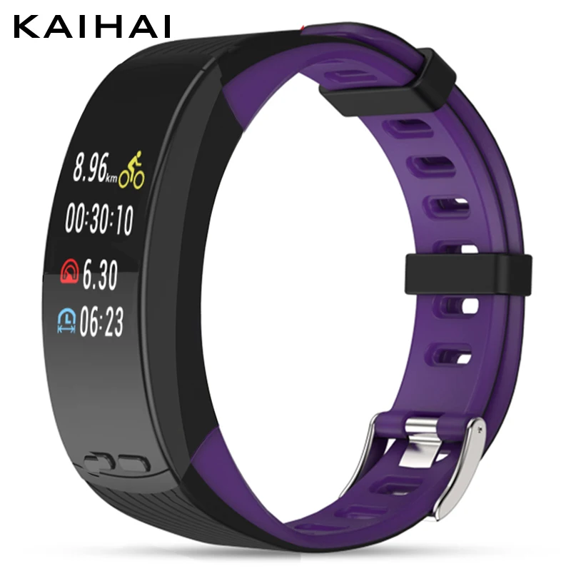 KAIHAI Смарт-часы фитнес-трекер Браслет gps позиционирование без телефона шагомер пульсометр темп скорость - Цвет: Фиолетовый