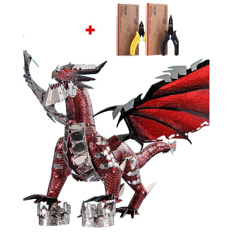 Piececool 3D Metal Puzzle The Black Dragon Model DIY 3D Laser Cut Assemble Jigsaw Toys Desktop decoration GIFT For Children